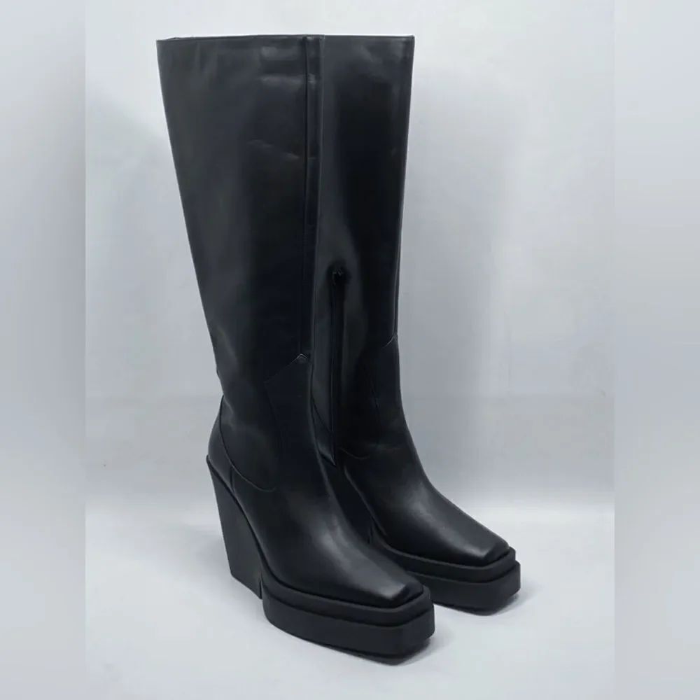 Gia Borghini Texan Leather Platform Knee-High Boots size 40